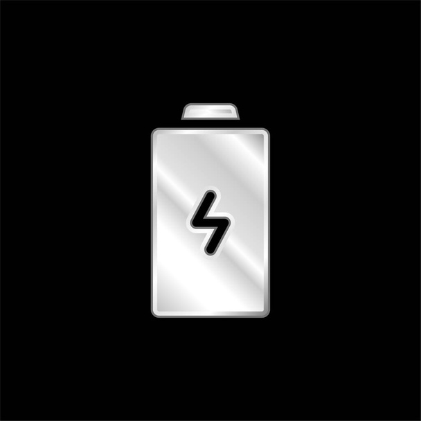 Battery silver plated metallic icon - Vector, Image