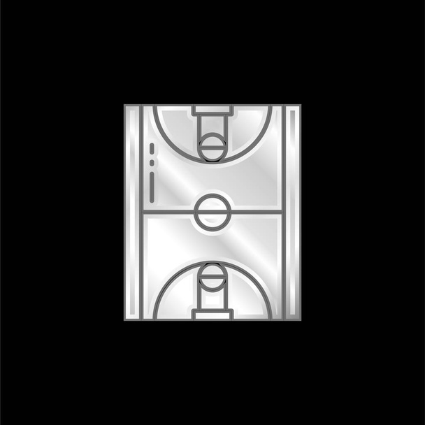 バスケットボール銀メッキ金属アイコン - ベクター画像