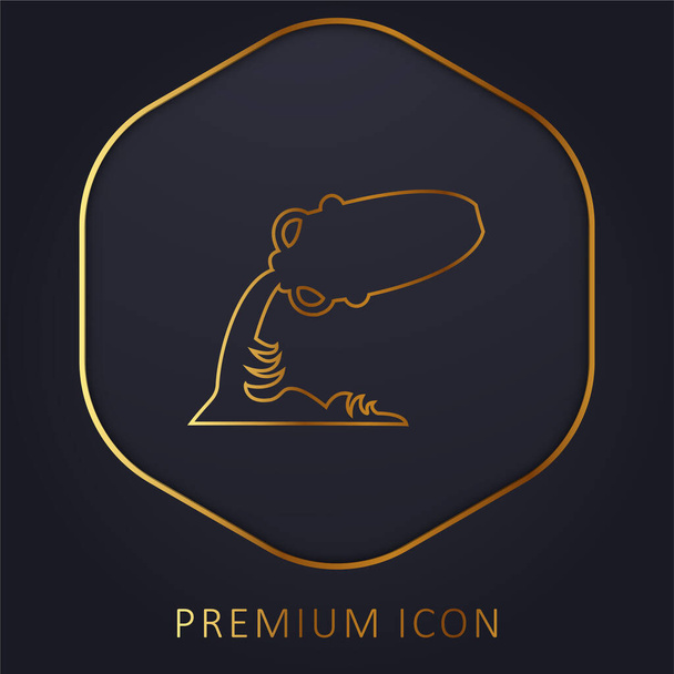 Acuario Signo Astrológico Símbolo de línea dorada logotipo premium o icono - Vector, Imagen
