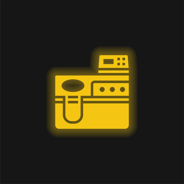 Biotechnologia żółta świecąca ikona neonu - Wektor, obraz