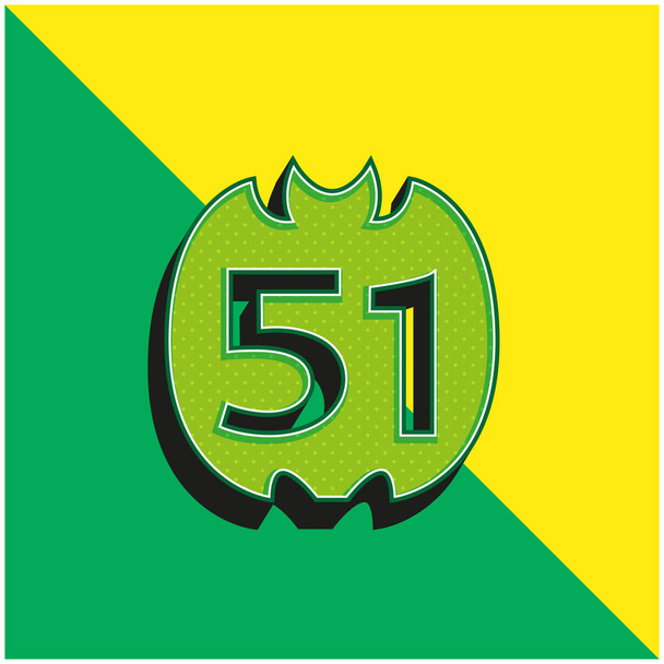 51 On Social Logo Πράσινο και κίτρινο σύγχρονο 3d διάνυσμα εικονίδιο λογότυπο - Διάνυσμα, εικόνα