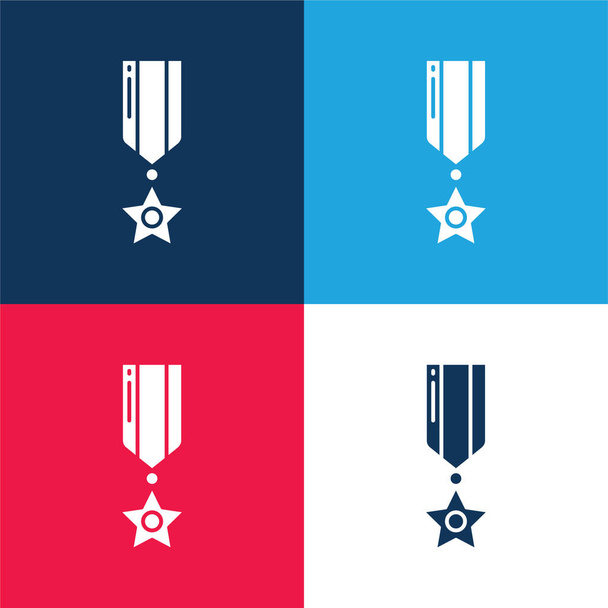 Awards blue and red four color minimal icon set - Vector, Image