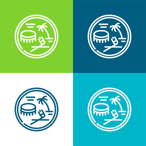 Americký Samoan Dollar Flat čtyři barvy minimální ikona sada - Vektor, obrázek