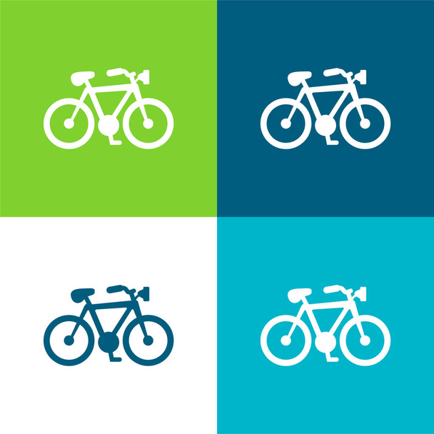 Forma de bicicleta plana de cuatro colores mínimo icono conjunto - Vector, Imagen