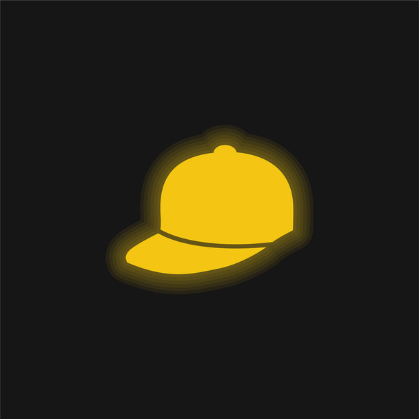 Gorra de béisbol amarillo brillante icono de neón - Vector, Imagen