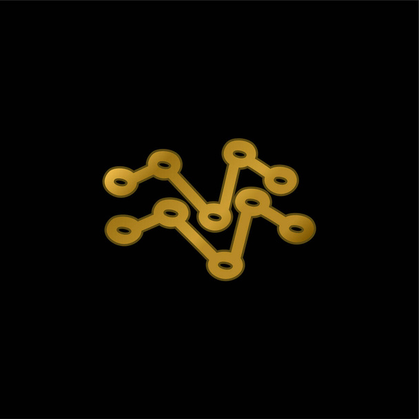 Analytics Hand Drawn Lines gold plated metalic icon or logo vector - Vector, Image