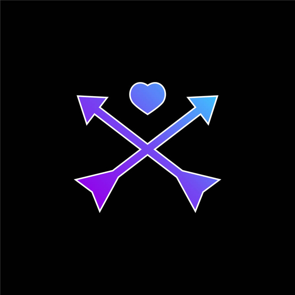 Flèches et icône vectorielle de dégradé bleu coeur - Vecteur, image