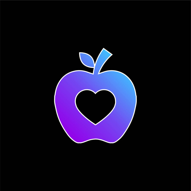 Apple Silhouette Mit Herzform Blaues Gradientenvektorsymbol - Vektor, Bild