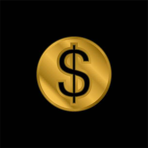 Big Dollar Coin vergulde metalic icoon of logo vector - Vector, afbeelding