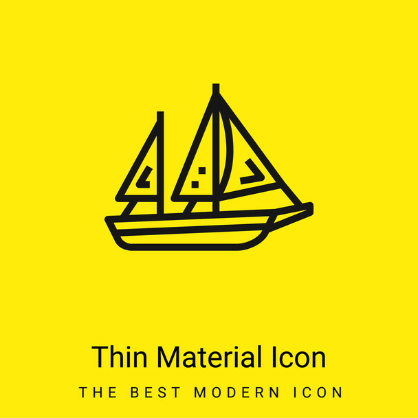 Boat minimal bright yellow material icon - Vector, Image