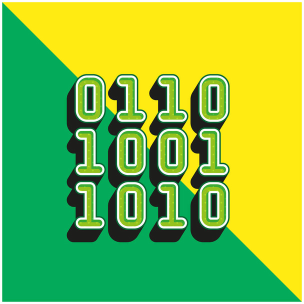 Binary Green i żółty nowoczesny ikona wektora 3D logo - Wektor, obraz