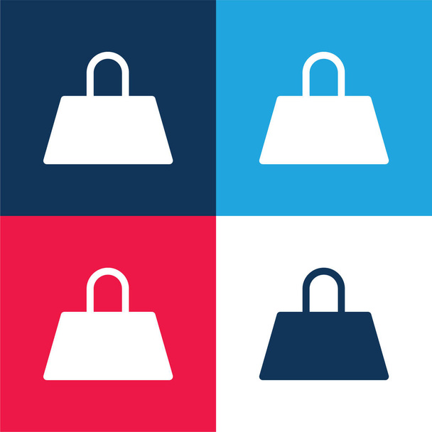 Bolsa azul y rojo de cuatro colores mínimo icono conjunto - Vector, imagen