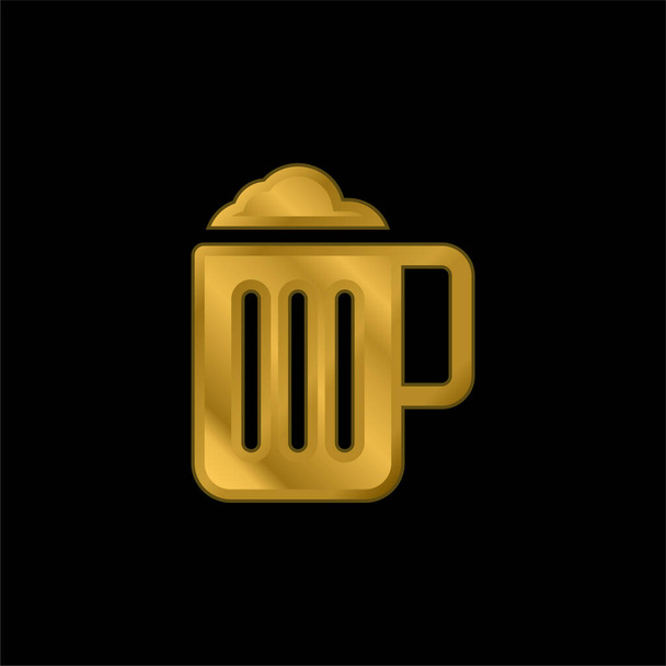 Beer gold plated metalic icon or logo vector - Vector, Image