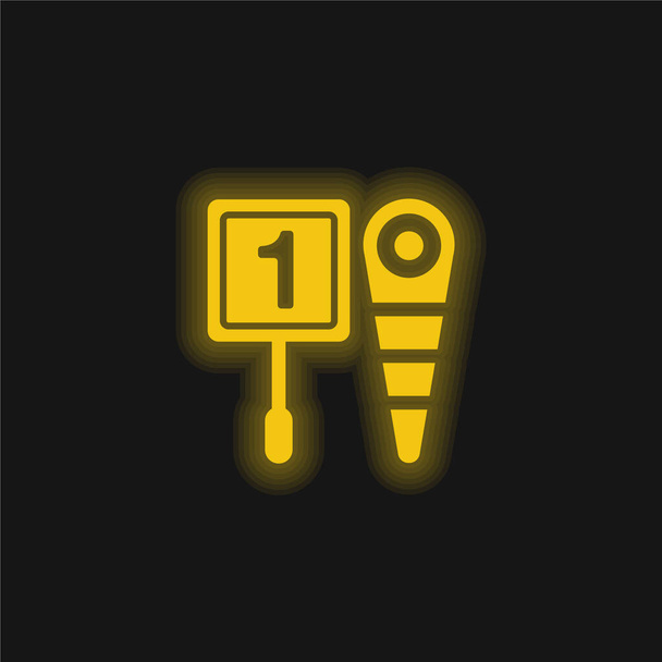 Americká fotbalové signály žluté zářící neon ikona - Vektor, obrázek