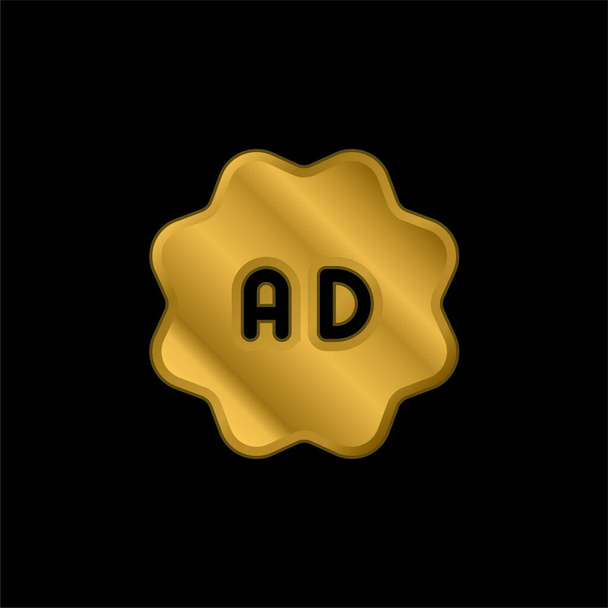 Ads gold plated metalic icon or logo vector - Vector, Image
