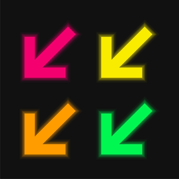 Pijlen vier kleuren gloeiende neon vector pictogram - Vector, afbeelding