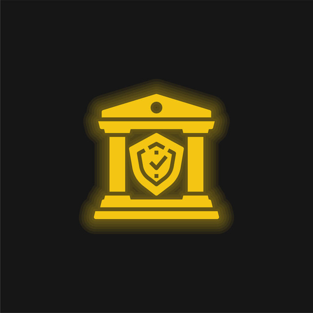 Bankieren geel gloeiende neon pictogram - Vector, afbeelding