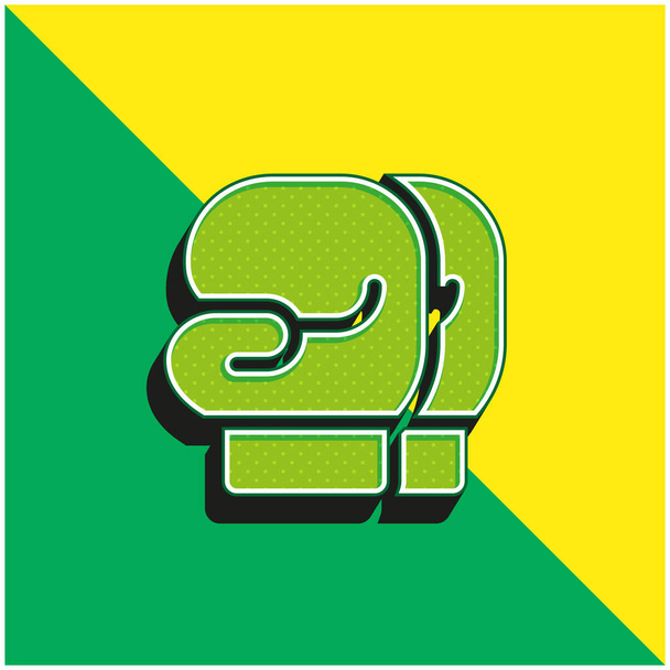 Luvas de boxe Verde e amarelo moderno logotipo vetor 3d ícone - Vetor, Imagem