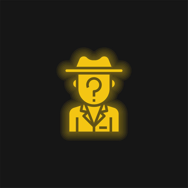 Névtelenség sárga izzó neon ikon - Vektor, kép