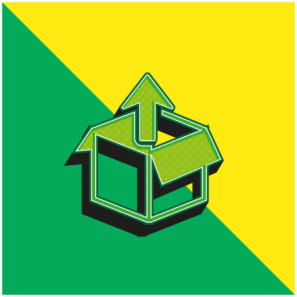 Scatola Esci logo icona vettoriale 3D moderna verde e gialla - Vettoriali, immagini