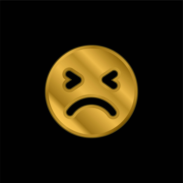 Bad Face chapado en oro icono metálico o logo vector - Vector, imagen