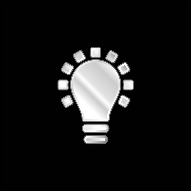Bombilla negra Creatividad Símbolo plateado icono metálico - Vector, Imagen