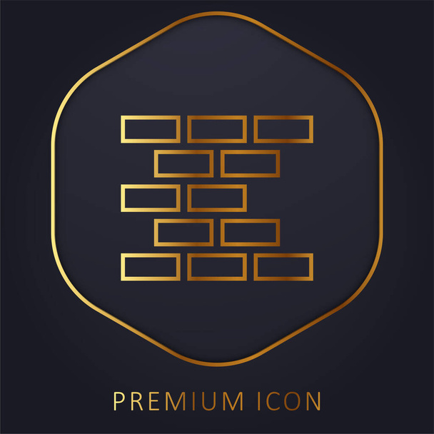 Ladrillo de pared de línea dorada logotipo premium o icono - Vector, Imagen