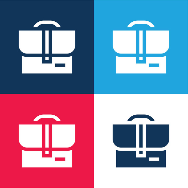 Bolsa azul y rojo de cuatro colores mínimo icono conjunto - Vector, imagen