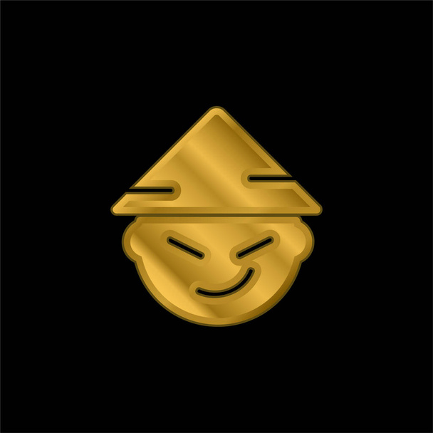 Asiatische vergoldete metallische Ikone oder Logo-Vektor - Vektor, Bild