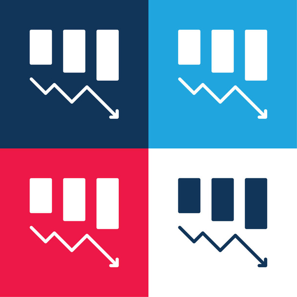 Grafico a barre blu e rosso set di icone minime a quattro colori - Vettoriali, immagini