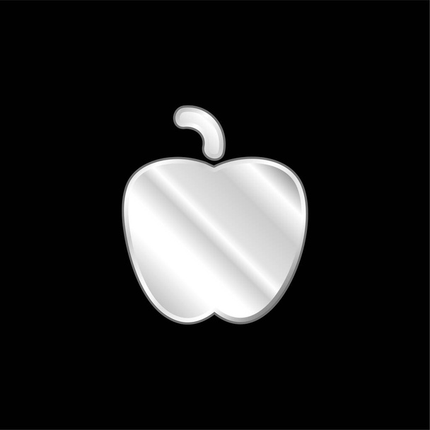 Apple Black Shape silver plated metallic icon - Vector, Image