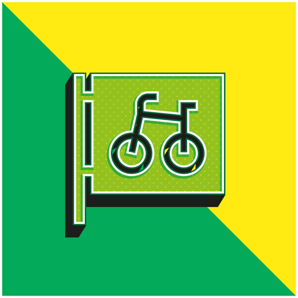 Polkupyörän Pysäköinti Vihreä ja keltainen moderni 3d vektori kuvake logo - Vektori, kuva