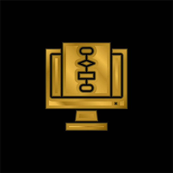 Algoritmo banhado a ouro ícone metálico ou vetor logotipo - Vetor, Imagem