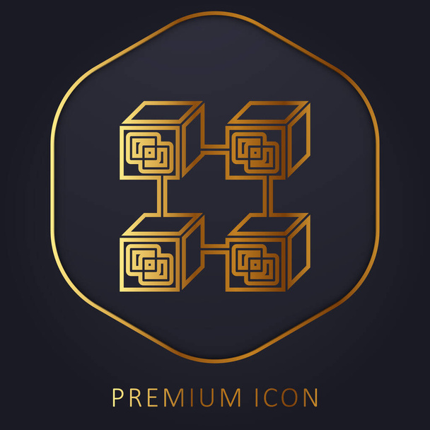 Λογότυπο ή εικονίδιο blockchain χρυσή γραμμή πριμοδότηση - Διάνυσμα, εικόνα