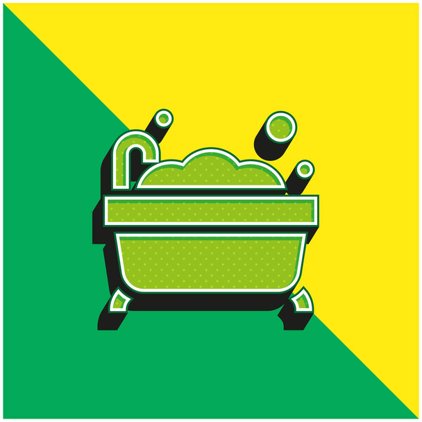 Баня Зеленый и желтый современный 3D логотип векторной иконы - Вектор,изображение