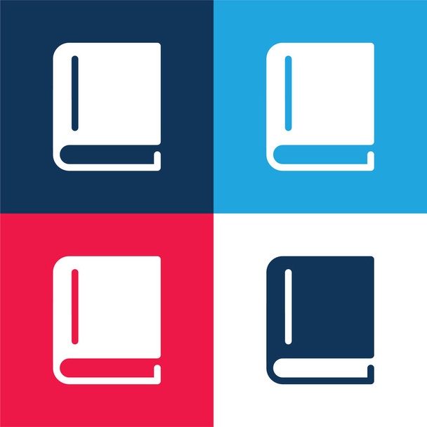 Livre de couverture noire fermé bleu et rouge ensemble d'icônes minimales de quatre couleurs - Vecteur, image