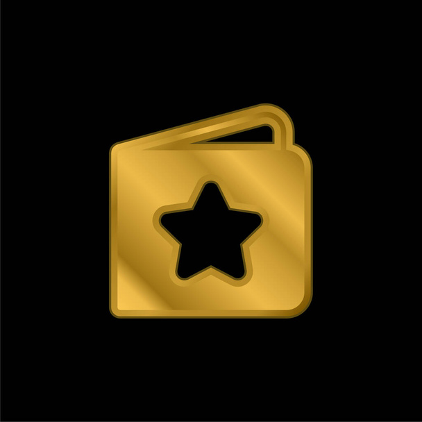 Livro banhado a ouro ícone metálico ou vetor logotipo - Vetor, Imagem