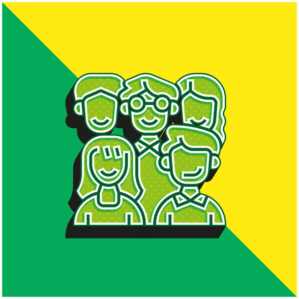 Voorouders Groen en geel modern 3D vector icoon logo - Vector, afbeelding