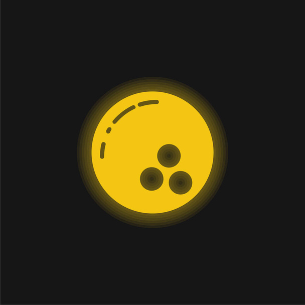 Kręgle żółty świecący neon ikona - Wektor, obraz
