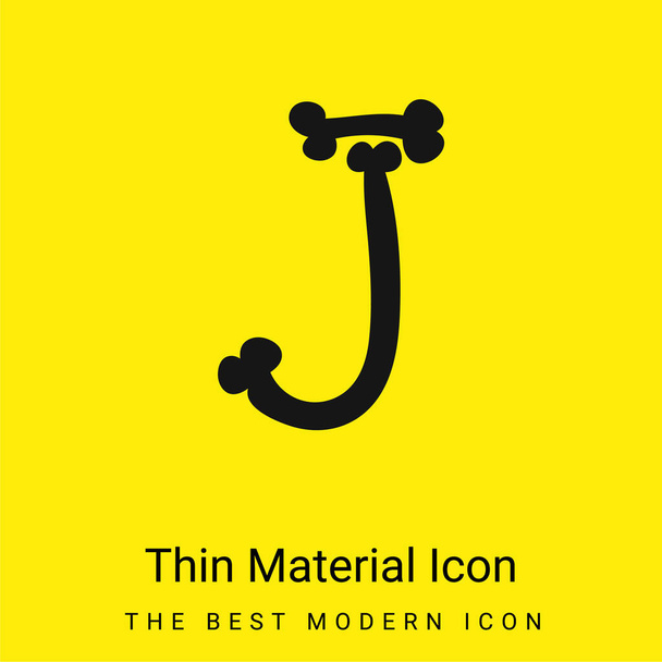 Bones Halloween Typography Letter J minimal bright yellow material icon - Vector, Image