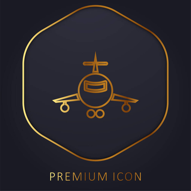 Logo o icono de la línea dorada del avión - Vector, Imagen