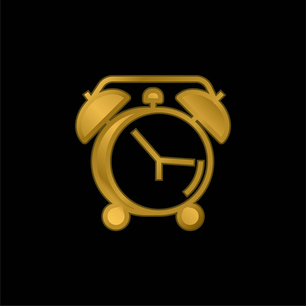 目覚まし時計ゴールドメッキ金属アイコンやロゴベクトル - ベクター画像