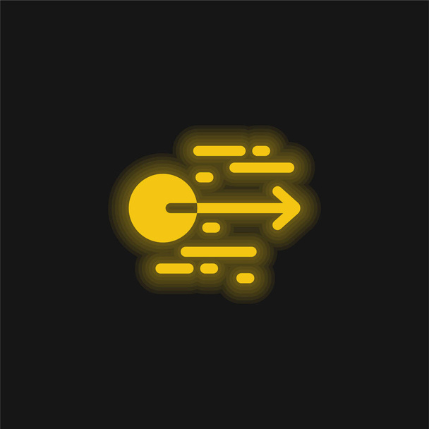 Gyorsulás sárga izzó neon ikon - Vektor, kép