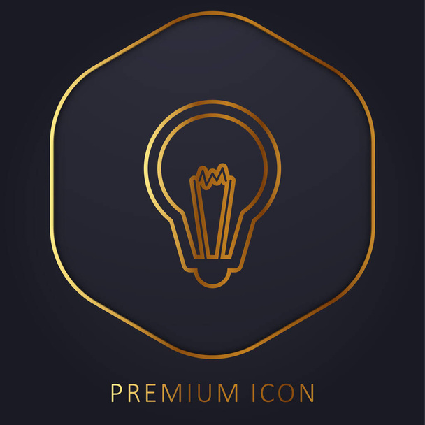 Bombilla grande línea dorada logotipo premium o icono - Vector, Imagen