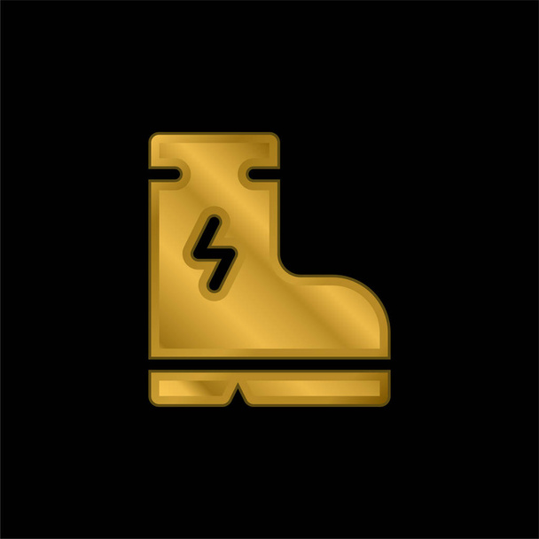 Bota chapado en oro icono metálico o logo vector - Vector, imagen