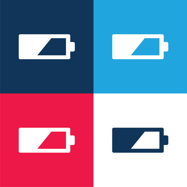 50 per cento batteria blu e rosso quattro colori set icona minima - Vettoriali, immagini