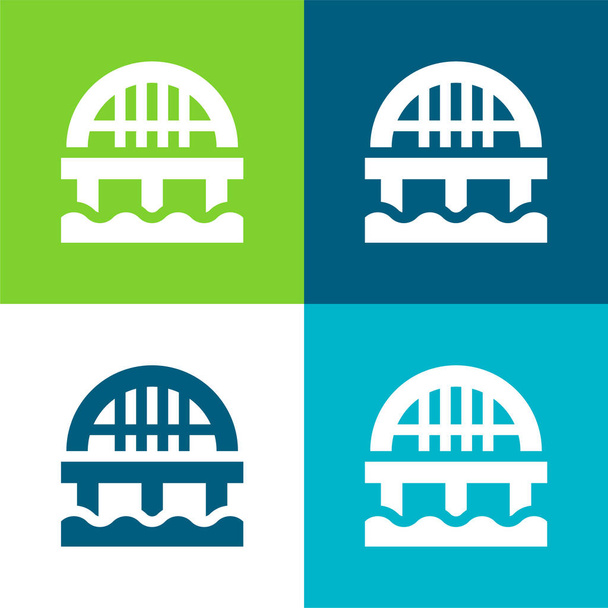 Puente plano de cuatro colores mínimo icono conjunto - Vector, imagen