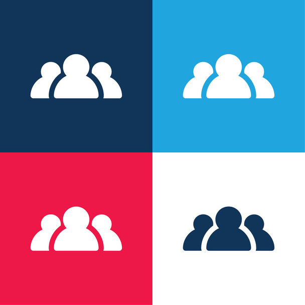 Público azul y rojo conjunto de iconos mínimo de cuatro colores - Vector, Imagen