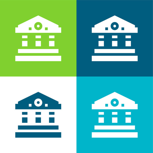 Ensemble d'icônes minimum Bank Flat quatre couleurs - Vecteur, image