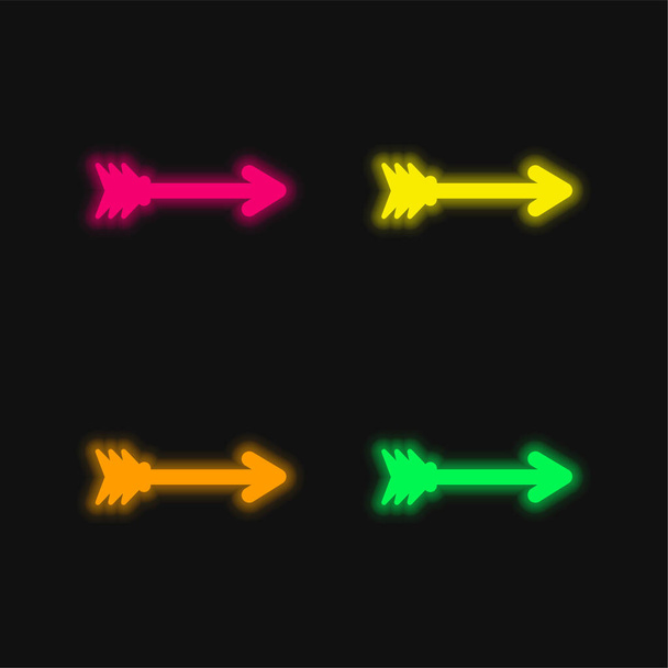 Flèche quatre couleur rougeoyante icône vectorielle néon - Vecteur, image